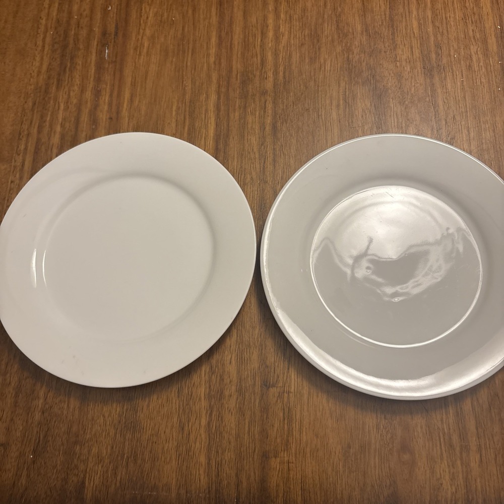 Crate & Barrel White Rimmed Salad Plates, Made In Indonesia, 8.5", Set Of 2